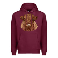 Burgundy highland cow Premium Hoodie - RanaPortraitStore