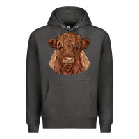 Charcoal Heather highland cow Premium Hoodie - RanaPortraitStore