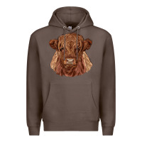 Coffee highland cow Premium Hoodie - RanaPortraitStore