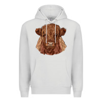 Dove Grey highland cow Premium Hoodie - RanaPortraitStore