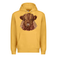 Mustard highland cow Premium Hoodie - RanaPortraitStore