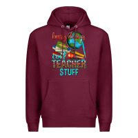 Burgundy busy doing cool teacher stuff Premium Hoodie - texasbilliewilder