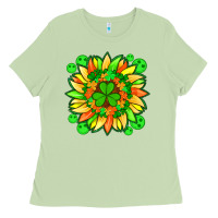 Matcha sunflower with st patricks smiley face and shamrock with glitter Ladies Tee - Artiststas
