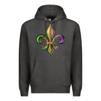 Charcoal Heather fleur de lis Premium Hoodie - RanaPortraitStore