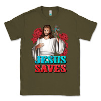 Army Green Jesus Saves Classic Tee - BundleAndBundleShop