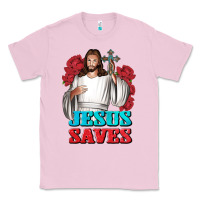 Bubblegum Pink Jesus Saves Classic Tee - BundleAndBundleShop