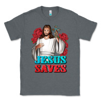 Charcoal Heather Jesus Saves Classic Tee - BundleAndBundleShop
