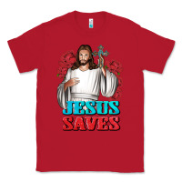 Red Jesus Saves Classic Tee - BundleAndBundleShop