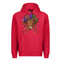 Cardinal highland cow with mardi gras hat Premium Hoodie - RanaPortraitStore