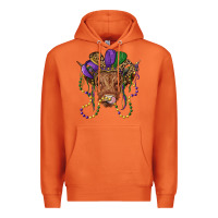 Carrot highland cow with mardi gras hat Premium Hoodie - RanaPortraitStore