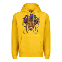 Lemon highland cow with mardi gras hat Premium Hoodie - RanaPortraitStore
