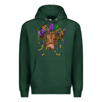Sports Green highland cow with mardi gras hat Premium Hoodie - RanaPortraitStore