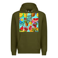 Army Green fruits tie dye seamless pattern Premium Hoodie - Zillion Design Studio