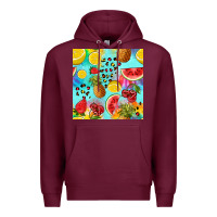 Burgundy fruits tie dye seamless pattern Premium Hoodie - Zillion Design Studio
