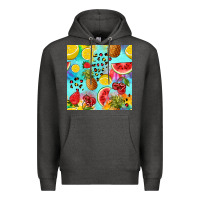 Charcoal Heather fruits tie dye seamless pattern Premium Hoodie - Zillion Design Studio