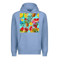 Colony Blue fruits tie dye seamless pattern Premium Hoodie - Zillion Design Studio