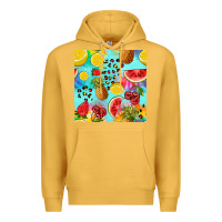 Mustard fruits tie dye seamless pattern Premium Hoodie - Zillion Design Studio