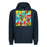 Navy fruits tie dye seamless pattern Premium Hoodie - Zillion Design Studio