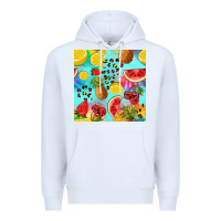 White fruits tie dye seamless pattern Premium Hoodie - Zillion Design Studio