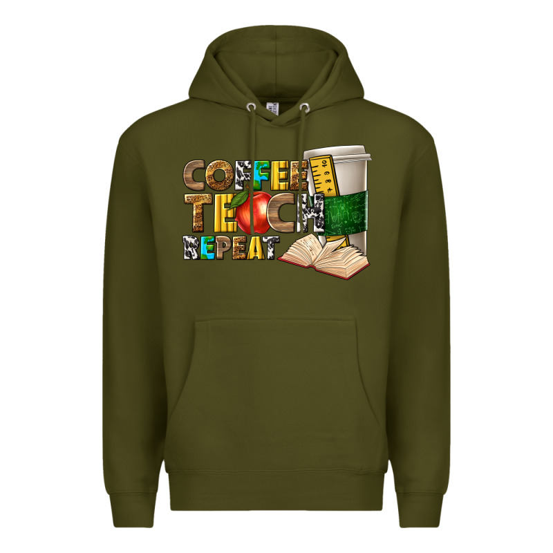 Coffee Teach Repeat Premium Hoodie by texasbilliewilder | Teevron