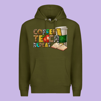 Coffee Teach Repeat Premium Hoodie Designed By Texasbilliewilder