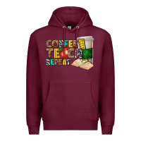 Burgundy coffee teach repeat Premium Hoodie - texasbilliewilder