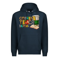 Navy coffee teach repeat Premium Hoodie - texasbilliewilder