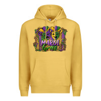Antique Gold mardi gras mask with leopard background Premium Hoodie - RanaPortraitStore