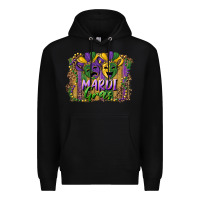 Black mardi gras mask with leopard background Premium Hoodie - RanaPortraitStore