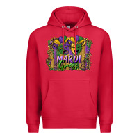 Cardinal mardi gras mask with leopard background Premium Hoodie - RanaPortraitStore
