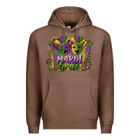 Chestnut mardi gras mask with leopard background Premium Hoodie - RanaPortraitStore