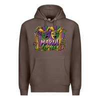 Coffee mardi gras mask with leopard background Premium Hoodie - RanaPortraitStore