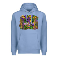 Colony Blue mardi gras mask with leopard background Premium Hoodie - RanaPortraitStore