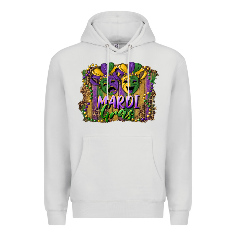 Mardi Gras Mask With Leopard Background Premium Hoodie by RanaPortraitStore | Teevron