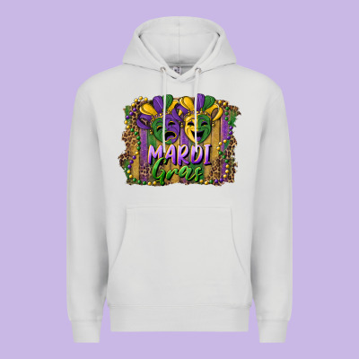 Mardi Gras Mask With Leopard Background Premium Hoodie Designed By Ranaportraitstore