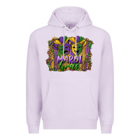 Lilac mardi gras mask with leopard background Premium Hoodie - RanaPortraitStore
