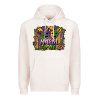 Pale Pink mardi gras mask with leopard background Premium Hoodie - RanaPortraitStore