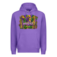 Purple mardi gras mask with leopard background Premium Hoodie - RanaPortraitStore