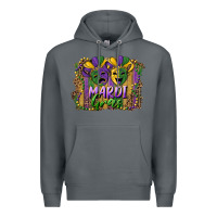 Rock mardi gras mask with leopard background Premium Hoodie - RanaPortraitStore