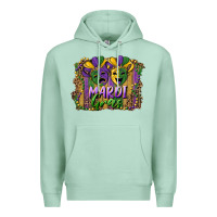 Seafoam mardi gras mask with leopard background Premium Hoodie - RanaPortraitStore