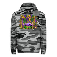 Slate Camo mardi gras mask with leopard background Premium Hoodie - RanaPortraitStore