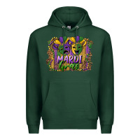 Sports Green mardi gras mask with leopard background Premium Hoodie - RanaPortraitStore