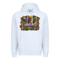 White mardi gras mask with leopard background Premium Hoodie - RanaPortraitStore
