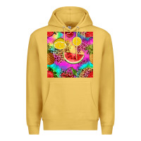 Antique Gold fruits leopard tie dye seamless pattern Premium Hoodie - Zillion Design Studio