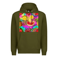 Army Green fruits leopard tie dye seamless pattern Premium Hoodie - Zillion Design Studio