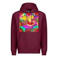 Burgundy fruits leopard tie dye seamless pattern Premium Hoodie - Zillion Design Studio