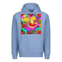 Colony Blue fruits leopard tie dye seamless pattern Premium Hoodie - Zillion Design Studio