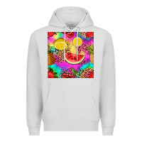 Dove Grey fruits leopard tie dye seamless pattern Premium Hoodie - Zillion Design Studio