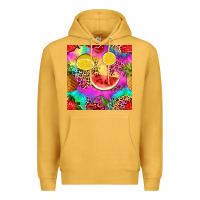 Mustard fruits leopard tie dye seamless pattern Premium Hoodie - Zillion Design Studio