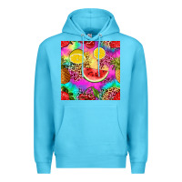 Ocean Blue fruits leopard tie dye seamless pattern Premium Hoodie - Zillion Design Studio